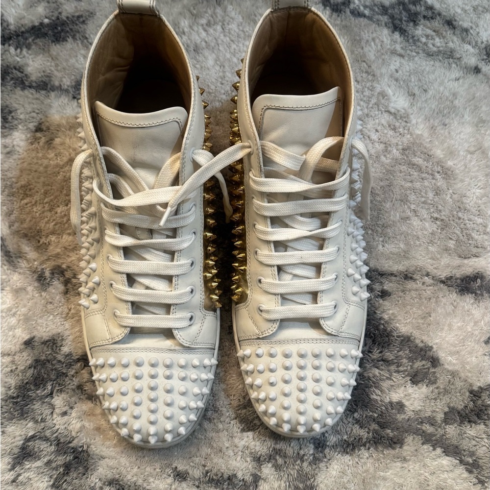 All white Christian Louboutin( Red bottoms)